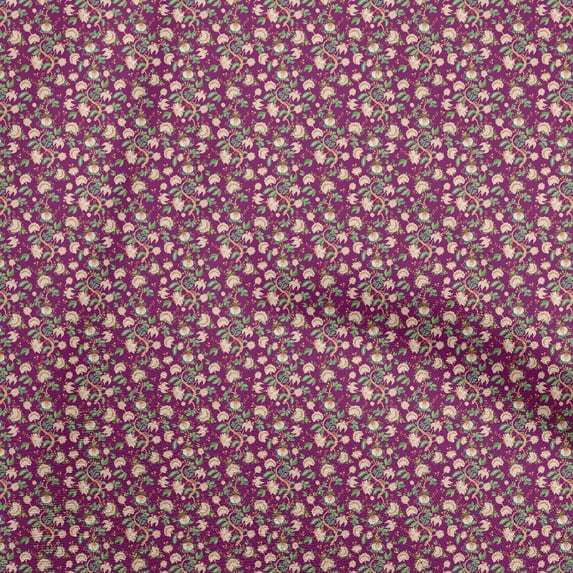 oneOone Rayon Dark Magenta Fabric Jacobean Floral Sewing Craft Projects Fabric Prints By Yard 56 Inch Wide