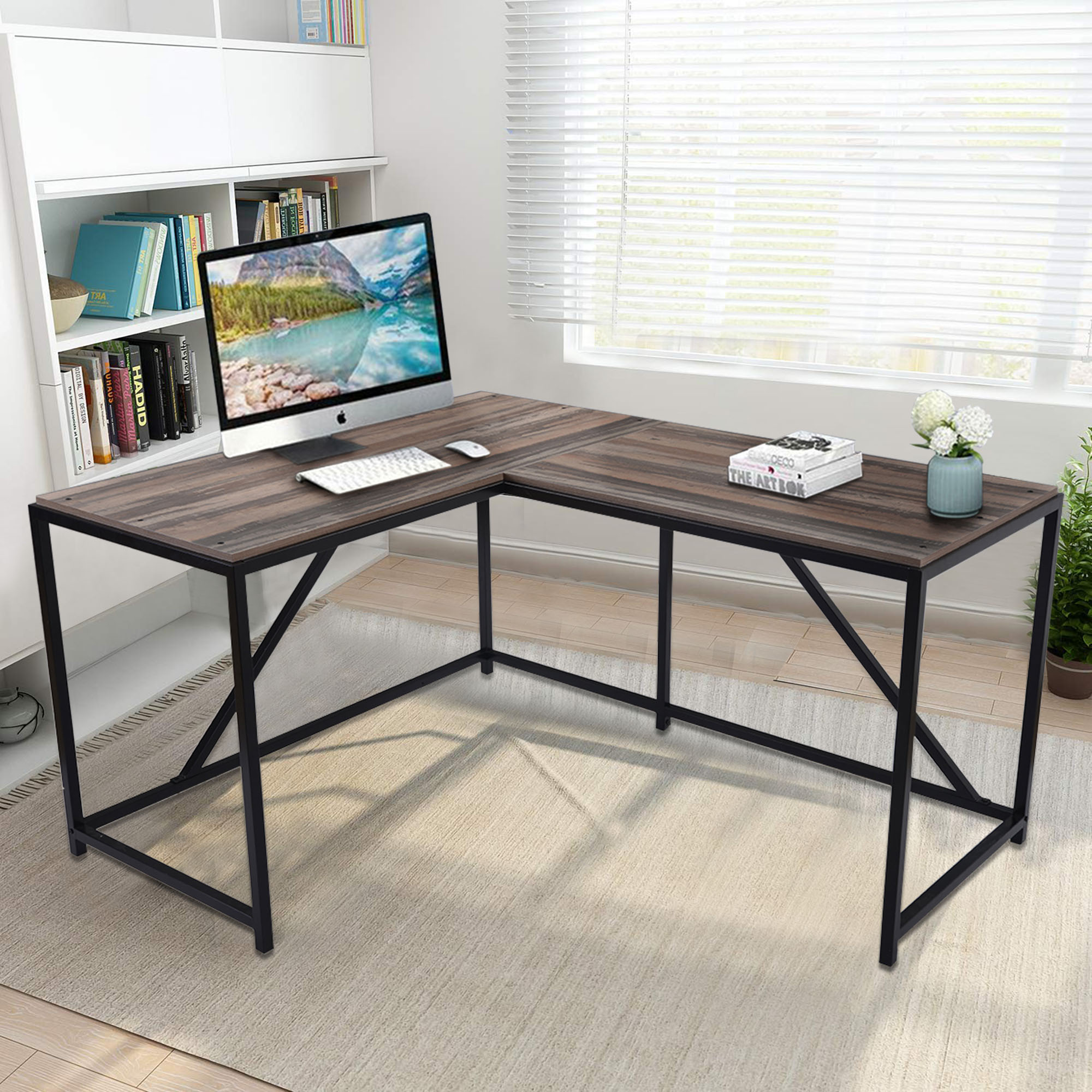 Office Studio Computer Desk, Modern Corner Desk with MDF Board, L