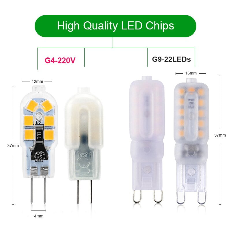 5 Pcs G9 LED 220V G4 LED AC/DC 12V LED Bulb 5W 7W Light SMD2835 Chandelier Replace 70W Halogen Lamps For Home - Walmart.com
