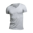 thumbnail image 1 of TSADFHJI Men Tops Long Sleeves Winter Autumn Men's Short Sleeve Solid Cotton V Neck T Shirts S Grey, 1 of 4
