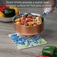 thumbnail image 4 of Thirstystone Blue Floral Decorative Cork Backed Stone Trivet 8" Square, 4 of 6