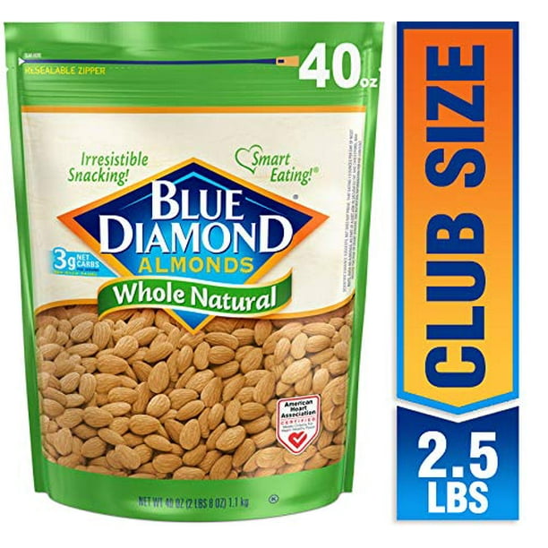 Blue Diamond Almonds, Raw Whole Natural, 40 Ounce