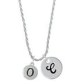 thumbnail image 1 of Delight Jewelry Silvertone Capital Letter - O - Pebble Disc - Silvertone Script Initial Disc - C - Charm Necklace, 20"+3", 1 of 4