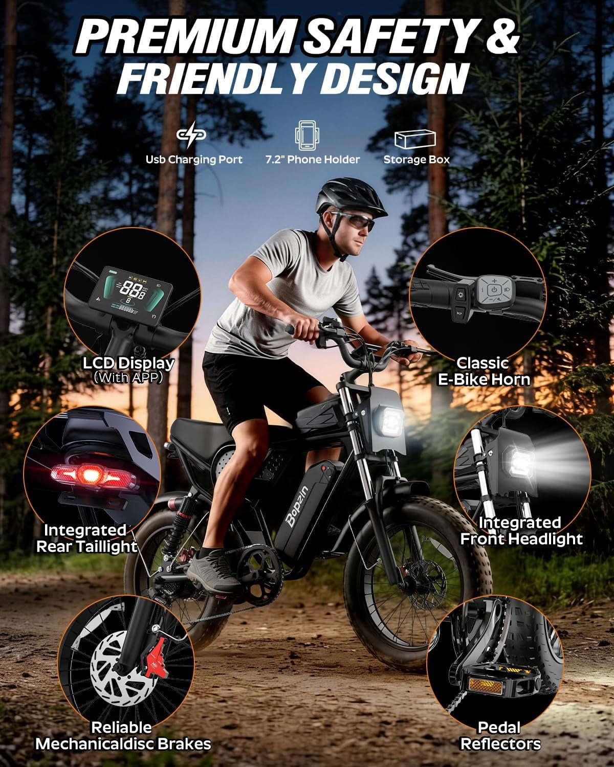 YVY Peak 1500W Electric Bike for Adult, 48V 25AH,Max 90 Miles,Electric Bicycle w/Anti-Theft Alarm,UL 2849, 20" Fat Tires Mountain Bike with APP