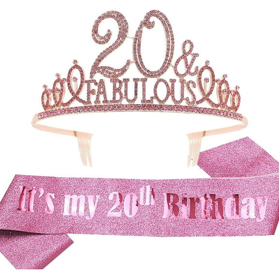 Meant2Tobe | 20Th Birthday Gifts For Girls 20Th Birthday Tiara And Sash 20Th | 2