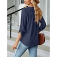 thumbnail image 2 of SIEANE Womens Blouse 3/4 Roll Sleeve Button T-shirt V Neck Casual Loose Top, S-2XL, 2 of 5