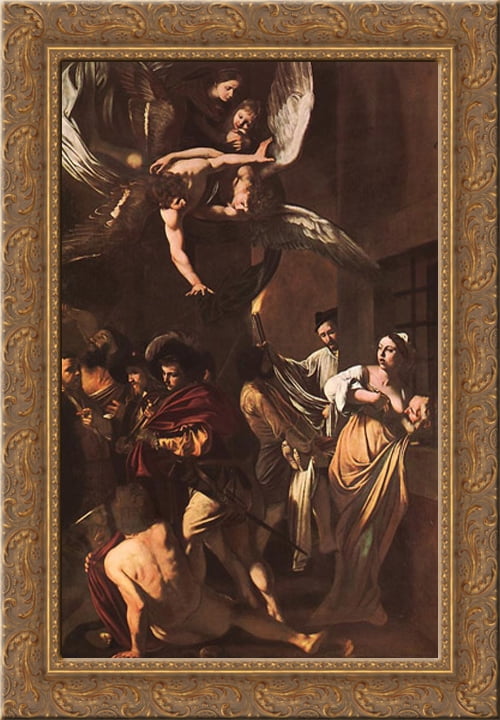 The Crucifixion of Saint Peter 18x24 Gold Ornate Wood Framed Canvas Art