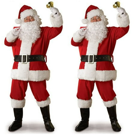 Christmas Santa Claus Costume Cosplay Santa Claus Clothes Fancy Dress In Christmas Men 5pcs/lot Costume Suit For Adults