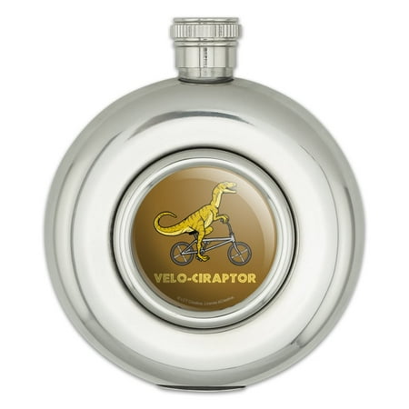 

Velo-Ciraptor Velociraptor Biking Funny Humor Round Stainless Steel 5oz Hip Drink Flask