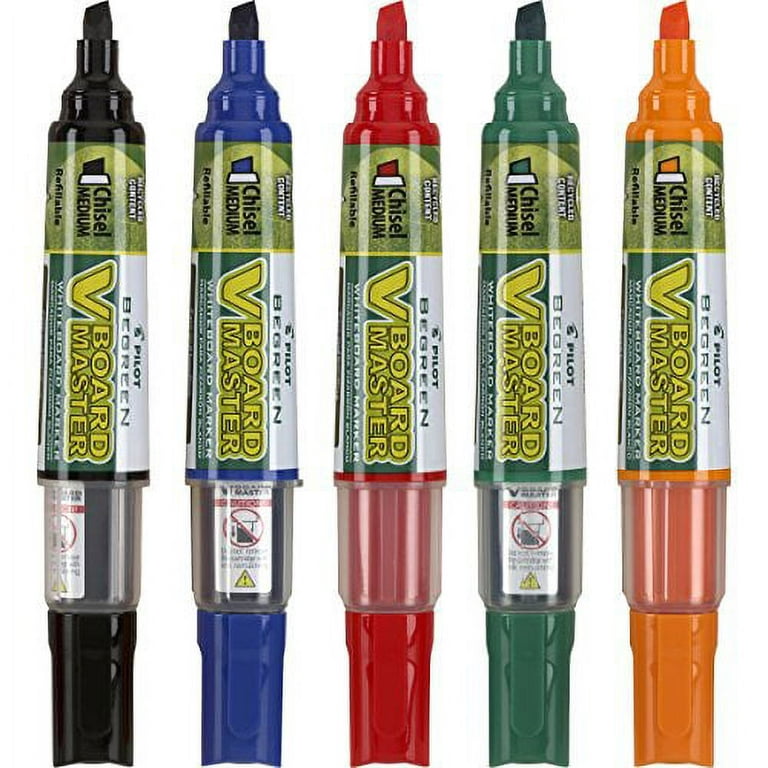 1/4 White Board Chisel Tip Waterproof Marker Pens - 5 Pc Set