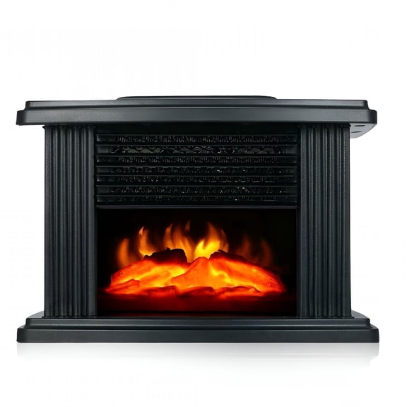 HIBIBUD Mini Electric Fireplace Space Heater Infrared Heating Box 3D Flame Stove Burner 1000W
