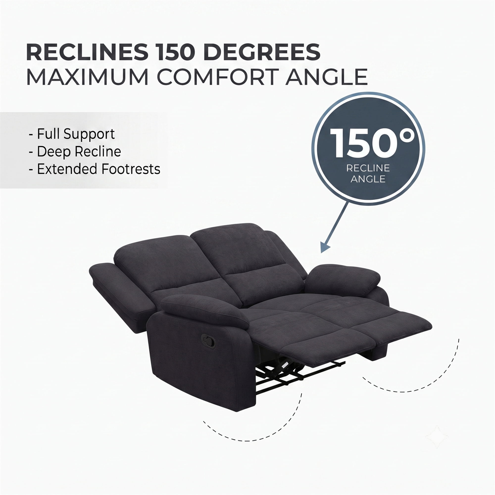 Black 2-Seat Reclining Loveseat - Modern Microfiber Couch
