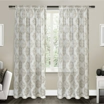 Exclusive Home Curtains Nagano Medallion Belgian Linen Rod Pocket Curtain Panel Pair, 54x84, Taupe