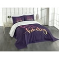 thumbnail image 3 of Ambesonne Fitness Quilted Bedspread Set 3 Pcs, Love Your Body Positive, Queen Size, Dark Purple Pink Peach, 3 of 5