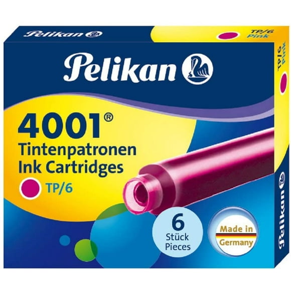 Pelikan 4001 TP/6 Cartouches d'encre pour stylos plume, Rose, 0,8 ml, Lot de 6 (321075)