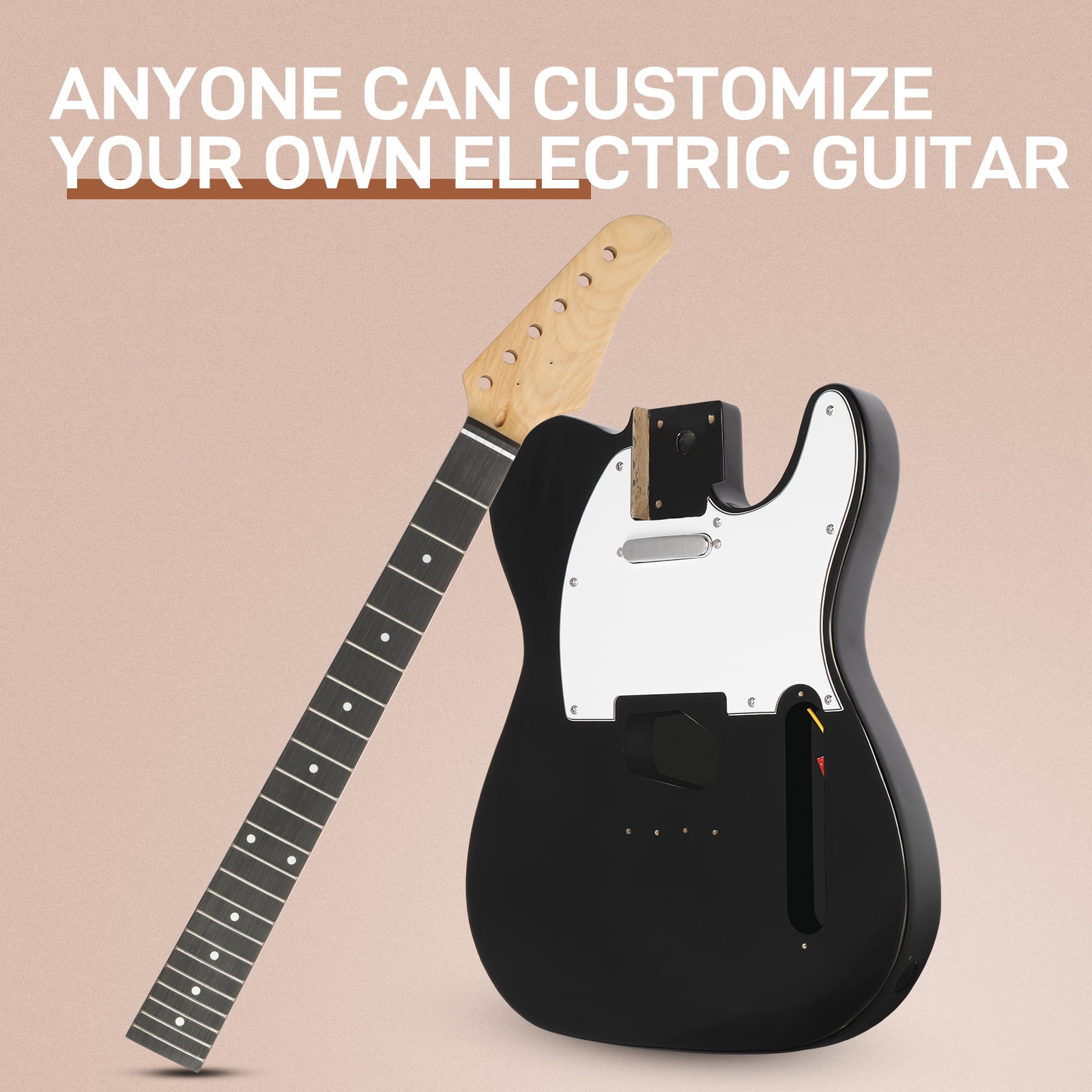 Ktaxon DIY Electric Guitar Kit, 6 String TL Style Electric Guitar Kits with Mahogany Body, Maple Neck and Accessories Black