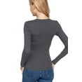 thumbnail image 3 of Women's Basic Casual Fitted Long Sleeve Top, Charcoal Grey M, 3 of 3