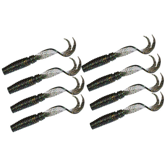 Advancent 8 Uds 75mm/3,3g señuelo para pesca con gusanos CrankBait suave cola bifurcada cebo para pesca de lubina Pescar Negro transparente
