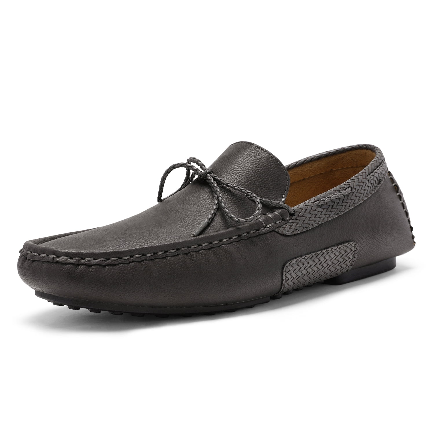 Soft Moccasins Men Loafers Genuine Leather Shoes Men Flats Gommino Driving Shoes,02 Fur Dark Blue,8.5