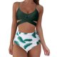 thumbnail image 1 of MKLEKYY Trajes De Baño Mujer Short Women Tow Piece Vintage Swimsuit Two Piece Retro Ruched Wrap Front High Waist Print Bikini Set, 1 of 6