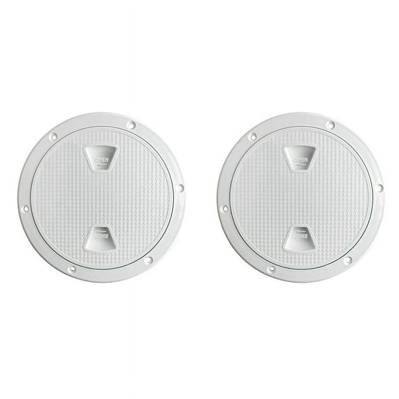 2X Circular Non Slip Inspection Hatch-Boat Hatch Deck Plate with Detachable Cover for RV Marine Boat Kayaks-4Inch White,2 x deck cover,White