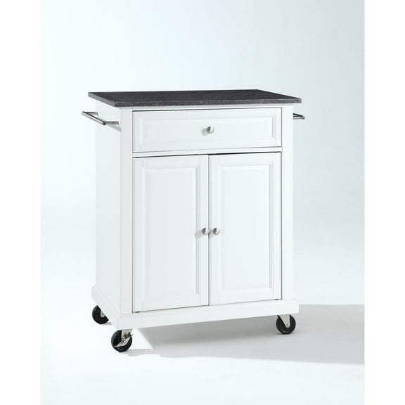 Crosley Furniture Wood Portable Kitchen Cart in White and Black