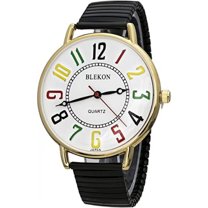 Blekon Original Women’s Wrist Watch With 43mm White Dial, Stainless Steel Stretch Band, Analog Display