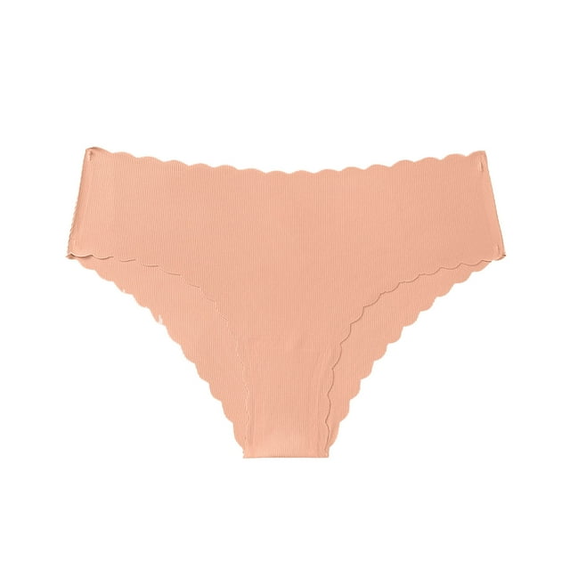 Limited Stock,Womens Low Waisted Seamless Underwear, Plus Size, Solid Color, Comfortable Fit, Everyday Use, Breathable Material Trendy Essentials|Nylon,Spandex,Beige,Sopatenor
