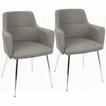 Modern Grey Faux Leather Dining Chairs - 2-Pack with Tapered Metal Legs