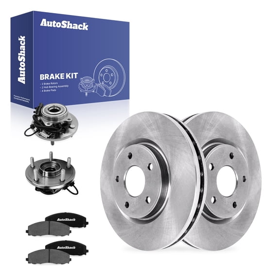 AutoShack Front Vented Brake Rotors   Ceramic Pads   Hub Bearing Assembly 8-PC Brake Kit Replacement for 2012-2020 Dodge Grand Caravan 2012-2016 Chrysler Town & Country 13.03" (331 mm)
