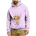 thumbnail image 3 of Lcziwo Mens Hoodies with Pet Pocket Fall Winter Warm Kangaroo Pouch Pullover Polka Dot Print Casual Cozy Soft Sweatshirt Trendy Clothes Purple,XXL, 3 of 6