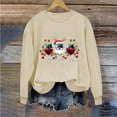 thumbnail image 7 of asdoklhq Festive Long Sleeve Pullover Women's Round Neck Christmas Printed Sweatshirt Long Sleeved Top Sweatshirt Khaki XL, 7 of 7
