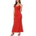 thumbnail image 4 of INSPIRE CHIC Vestidos de Noche Elegantes para Mujeres, Vestido Maxi de Cuerpo Ajustado con Tirantes Espagueti, Rojo, XS, 4 of 6
