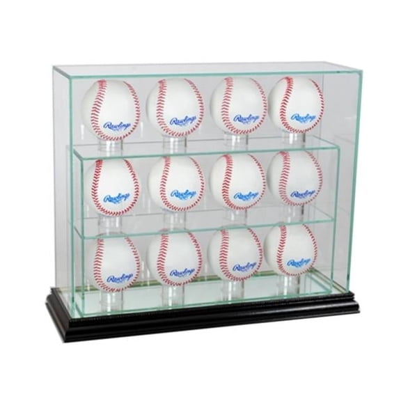 Perfect Cases 12UPBSB-B 12 Baseball Upright Display Case- Black