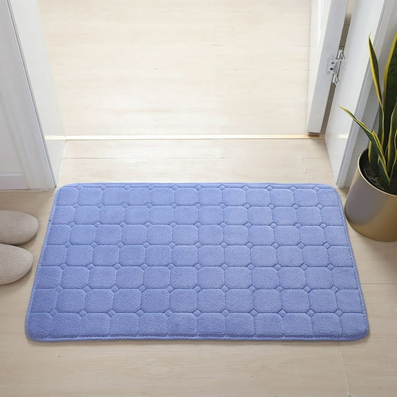 Holloyiver Memory Foam Bath Mat Rug, 31.5" x 19.7", Ultra Soft and Non-Slip Bathroom Rugs, Water Absorbent and Machine Washable Bath Rug for Bathroom, Shower, and Tub, Sea Blue