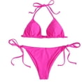 thumbnail image 1 of Traje de baño para mujer, conjunto de bikini triangular, con lazo lateral, ropa de playa Rosado sólido CH Rosado sólido CH Xishao ropa, 1 of 2