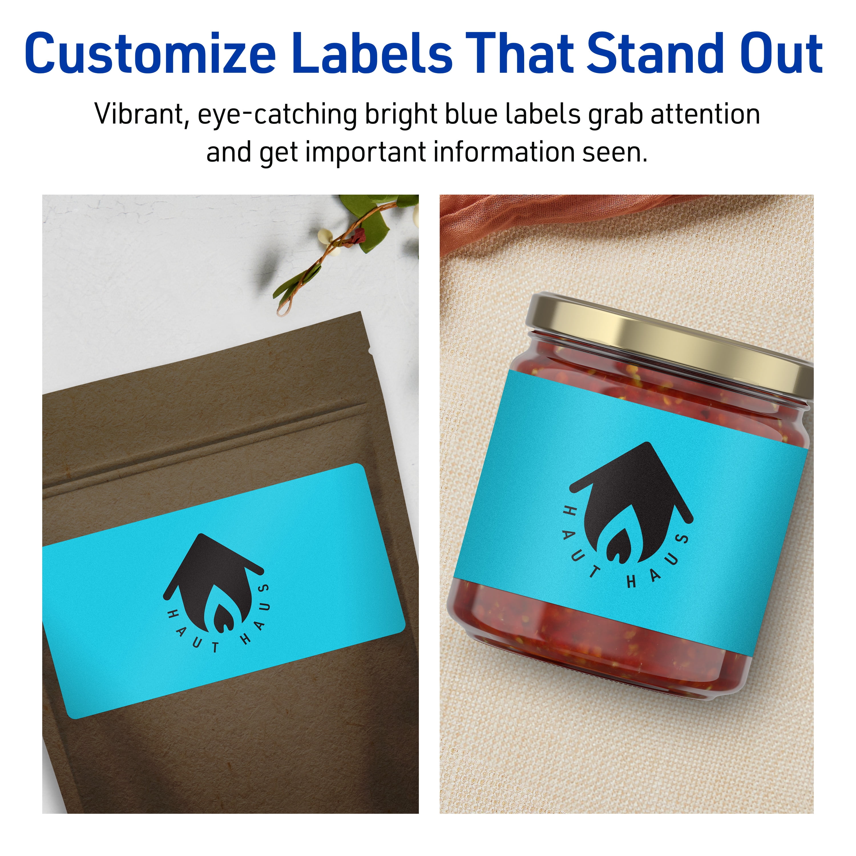 Avery Printable Rectangle Labels, Bright Blue, 2.5" x 5", 120ct