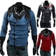 thumbnail image 3 of Amocece Plus tamaño de los hombres de manga larga Diagonal cremallera cordón capucha suelta abrigo deportivopangjing, 3 of 4