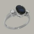 thumbnail image 2 of LBG British Made 10k White Gold Natural Sapphire & Cubic Zirconia Womens Statement Ring - 33 size options - Size 9.25, 2 of 6