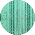 thumbnail image 1 of Ahgly Company Machine Washable Indoor Round Abstract Turquoise Blue Modern Area Rugs, 8' Round, 1 of 4