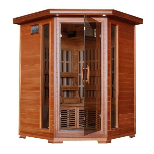 3 Person Sauna Corner Fitting Red Cedar Wood Infrared FIR FAR Carbon Heaters Walls and... by