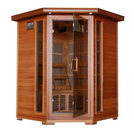 3 Person Sauna Corner Fitting Red Cedar Wood Infrared Fir Far