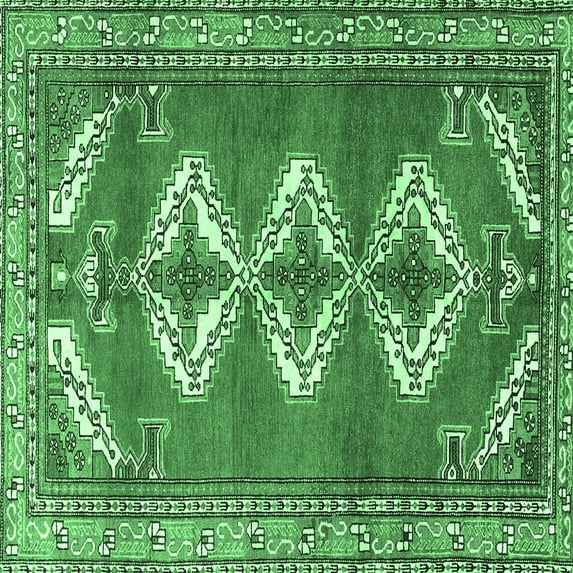 Ahgly Company Indoor Square Persian Emerald Green Traditional Area Rugs, 8' Square