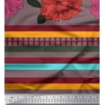 thumbnail image 3 of oneOone Cotton Cambric Fabric Stripe & Floral Panel Decor Fabric Printed BTY 56 Inch Wide, 3 of 3