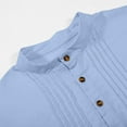 thumbnail image 6 of GigrtiJin Men's Linen Shirt Solid Color Crew Neck Long Sleeve Button Long Hem Blouse Elegant Dressy Tops for Men, 6 of 6