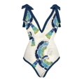 thumbnail image 2 of BEMS-Bañador de una pieza para mujer, falda de dos piezas, estampado multicolor, sexy, 2 of 5