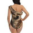 thumbnail image 5 of Zufioo Vintage Shiba Inu Art Print One-shoulder Ruffled One-piece Swimsuit, High Elastic Integrated Removable Chest Pad Swimsuit Suitable for Beach, Pool and Vacation-X-Large, 5 of 6