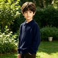 thumbnail image 5 of AUDeals Boys Girls Sweater, Toddler Kids Polo Collar Knit Pullover, Button Placket Loose Casual Long Sleeve Knitted Top for Boys Girls (Dark Blue, 1-2 Years), 5 of 5