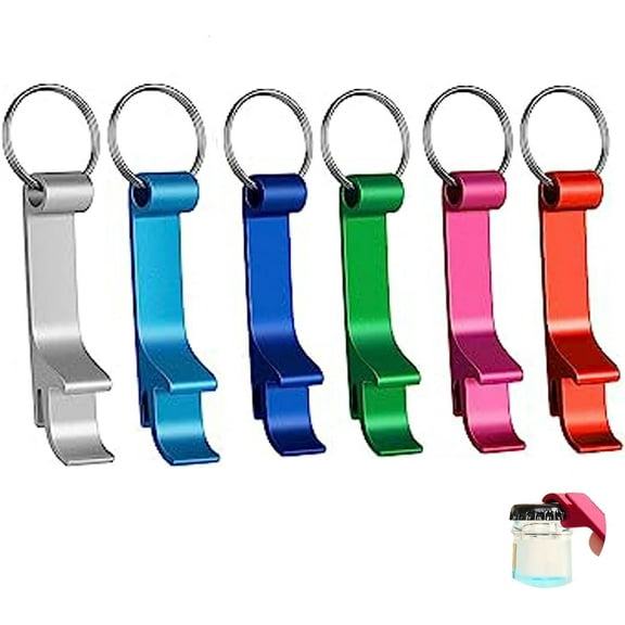 6 Pcs Bottle Opener Keyring,Bottle Opener Keychain,Mini Bottle Openers Keys,Metal Bottle Opener Christmas Gifts for Men Dad,Bottle Openers for Daily Use Home Pub Bartenders Bar Party(Color Random)