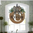 thumbnail image 3 of Personalized Last Name Wreath Front Door Hanging Decorative Sign for Wedding Home Blessing Seasonal Decor 30x30cm with Ribbon 26 Letters Options, 3 of 9